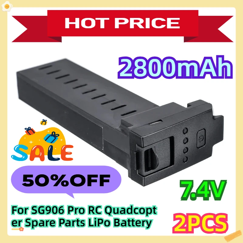 

For SG906 Pro RC Quadcopter Spare Parts LiPo Battery 7.4V 2800mah 2pcs