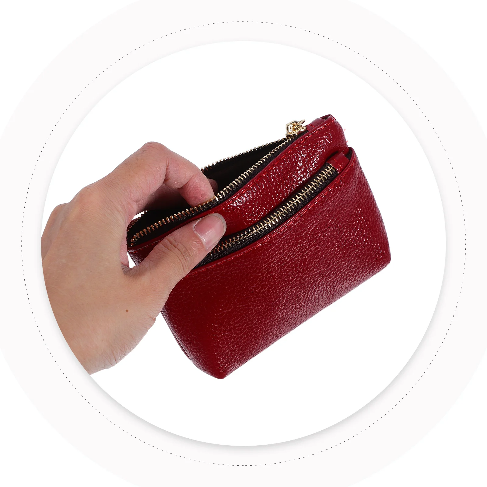 

Small Women Wallet Fake Zipper Closure Coin Purse Card Holder Compact Portable Elegant Minimalist Design for Daily