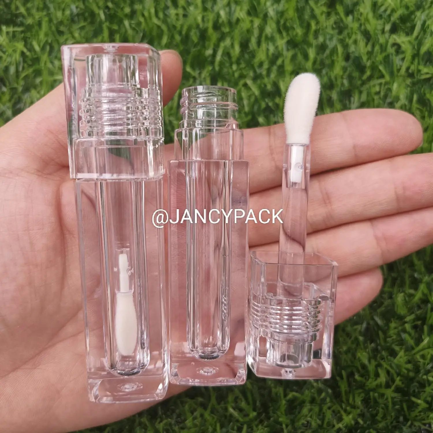 4ml Square Transparent Lipgloss Tube Cosmetic Clear Lip Gloss Container with Wand DIY Makeup Concealer Packaging Bottle