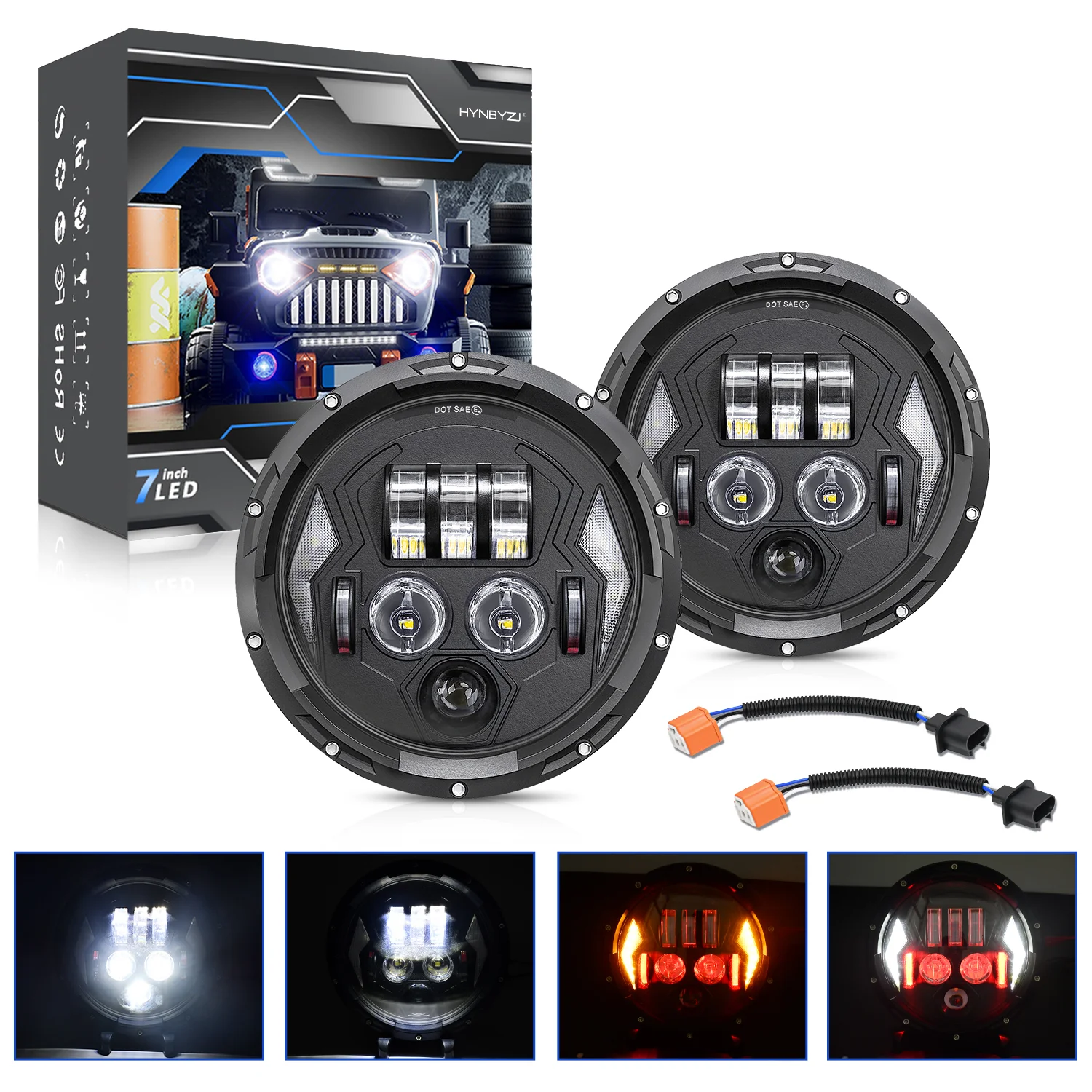 Motorcycle Headlight 7 Inch LED for Harley Touring Ultra Classic Electra Street Glide Road King Yamaha Motorcycle Headlamp