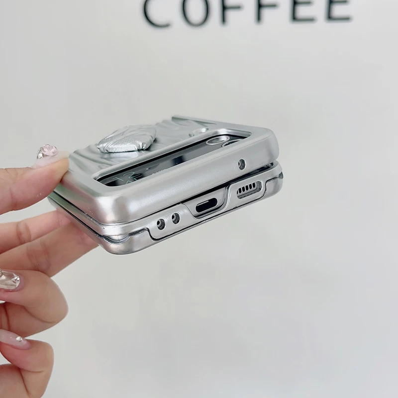 Luxury Pearl Chain Strap Crossbody Lanyard Phone Case For Samsung Galaxy Z Flip3 4 Water Ripper Plating Back Cover With Holder