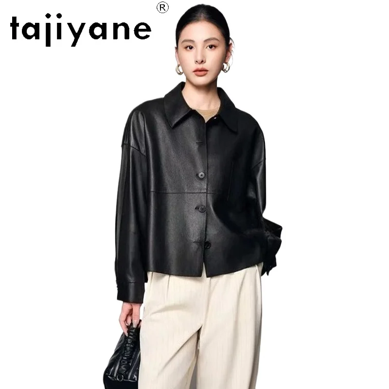 TAJIYANE Genuine Sheepskin Jackets Woman Short Casual Coats High Quality Real Leather Jacket 2025 Autumn Women Clothing дубленка