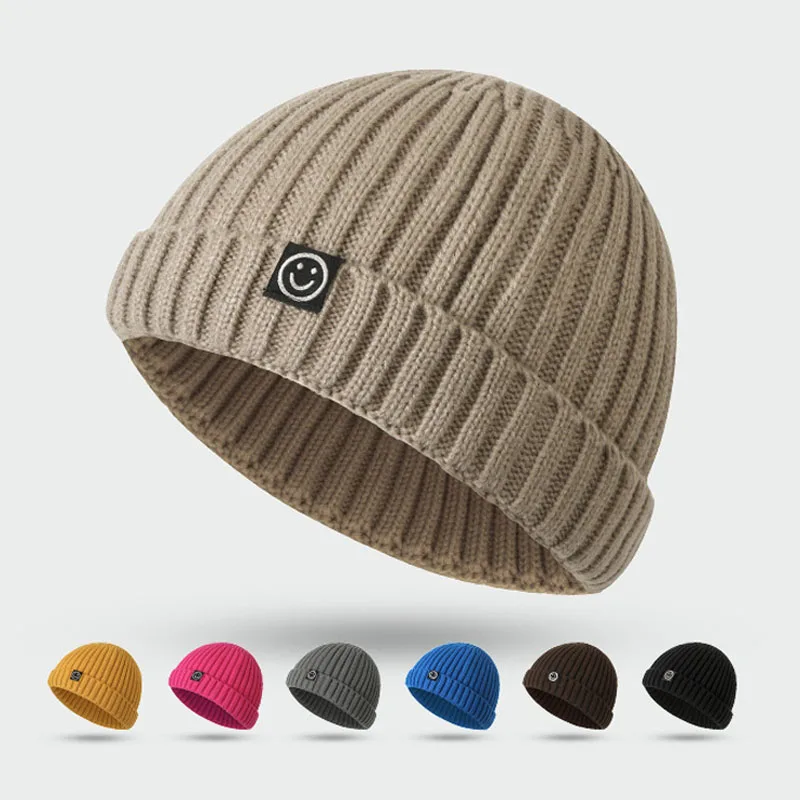 Fashion Skullcap Autumn Winter Brimless Baggy Melon Cap Hip Hop Beanie Knitted Hat For Men Women