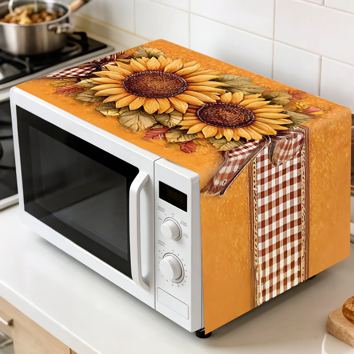 Sunflower Oven Dust Cover 35x85cm Rural Orange Flower Design
