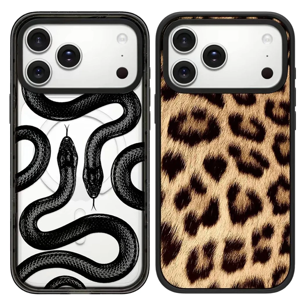 

Leopard Snake 2.0 Acrylic Black Border Magnetic Case: Compatible with IPhone 17 16 15 14 13 12 Pro Max 17 Air