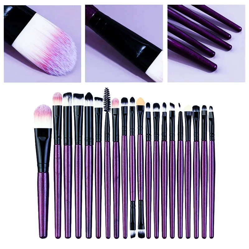 Set di pennelli per trucco da 20 pezzi Pennello per eyeliner Pennello per sfumare Pennelli per trucco per guance Pennello per fondotinta cosmetico per occhi Set di pennelli per trucco