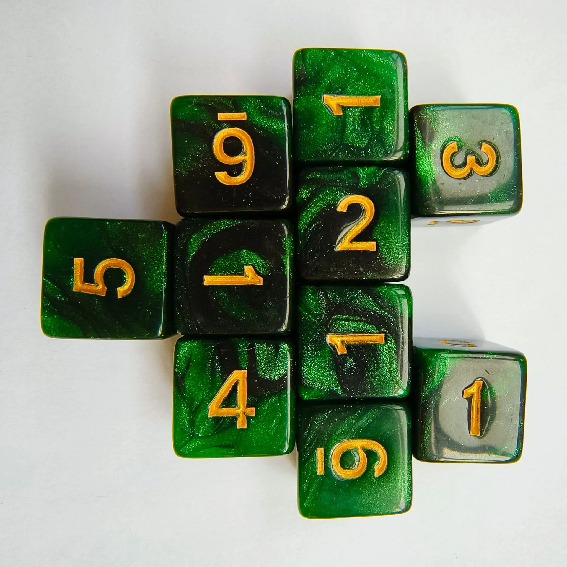 6 جوانب نرد متعدد السطوح مختلط الألوان D6 بريق النرد ل DND RPG الرياضيات تعليم لعب الأدوار منضدية ألعاب المجلس الملحقات