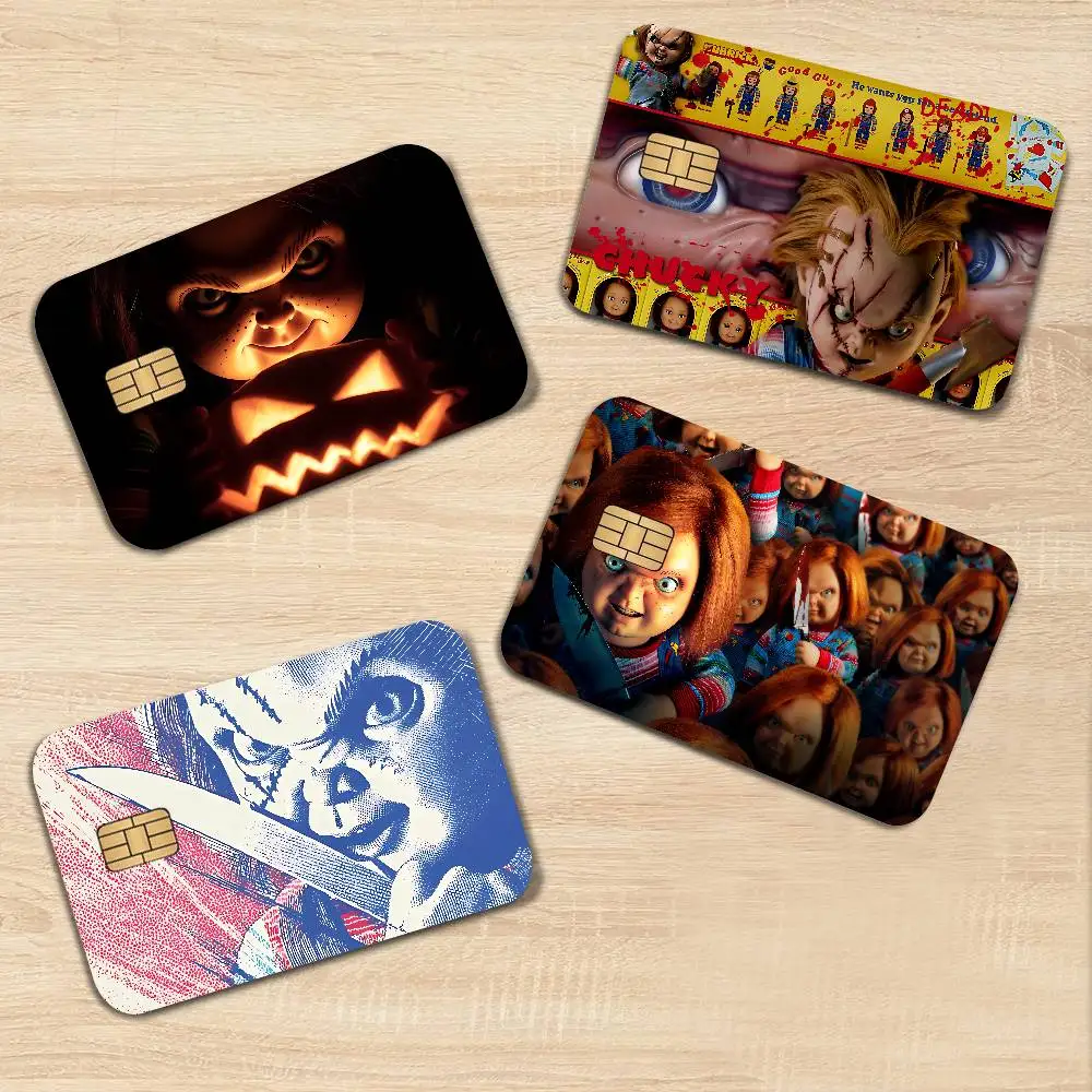 Classic Chucky Horror Movie Credit Card Skin Stickers for VISA Transportation Card Waterproof Sticker Anti-scratch Women Gift