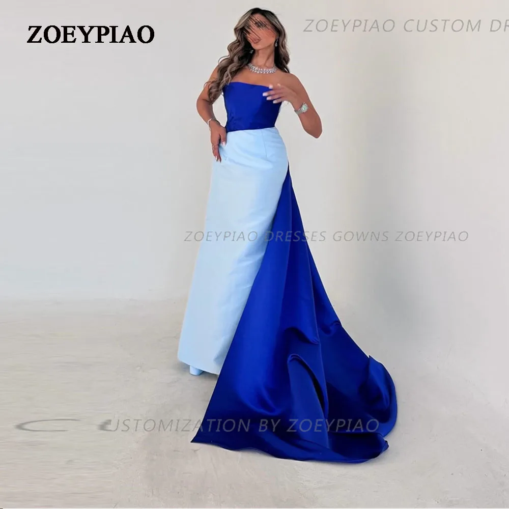 

Royal Blue A Line Saudi Arabic Evening Dresses With Cape Custom Dubai Strapless Women Prom Dress Formal Party Gowns 2023