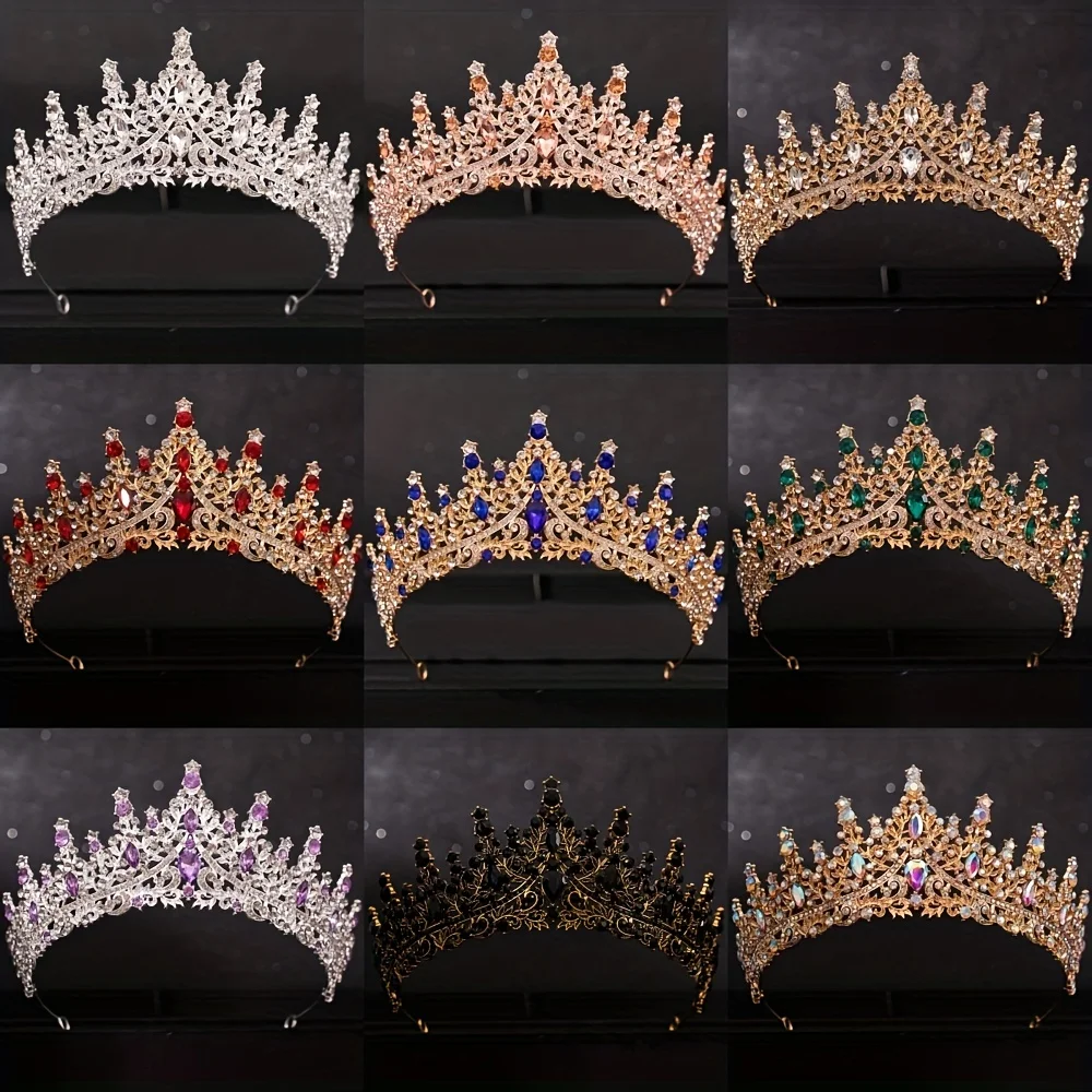 

Baroque Crystal Tiaras And Crowns For Women Bride Rhinestone Prom Diadem Bridal Wedding Hair Accessories Jewelry Crown Tiara
