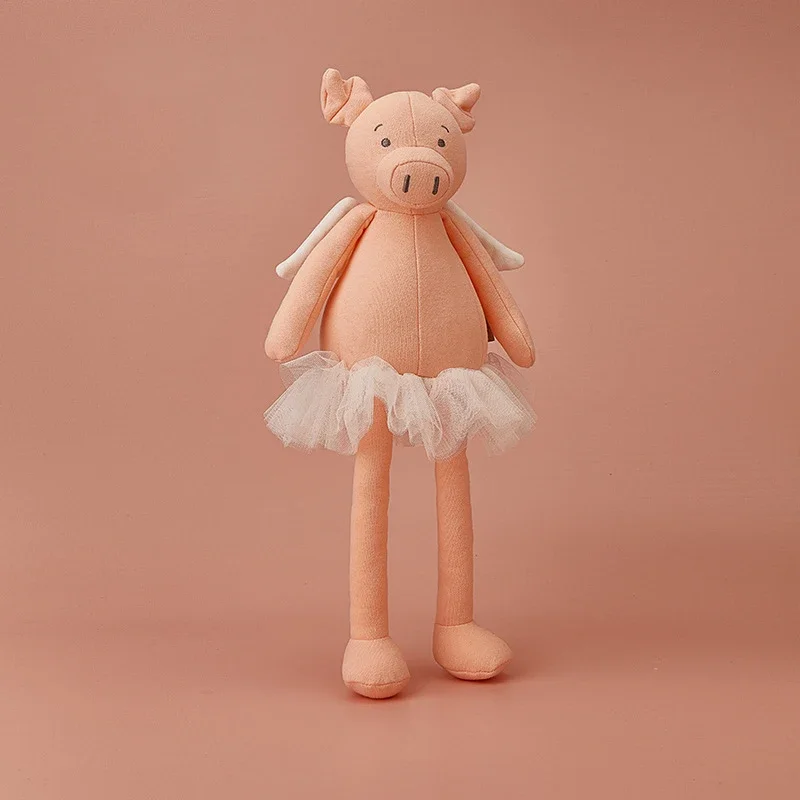 

z Pink wearing gauze skirt pig toy with hand gift home decoration baby comfort toys