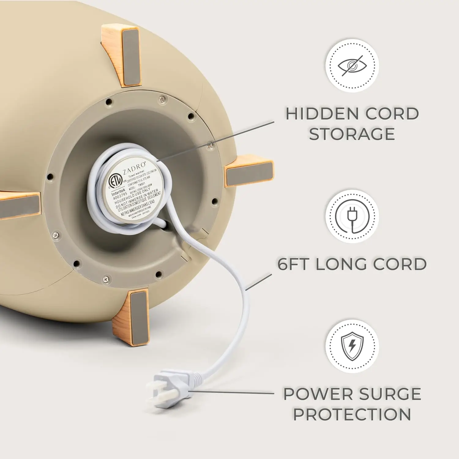 Large Aromatherapy Towel Warmer Bucket - with Essential Oil Wood Disk for Spa and Bathroom, Luxury Stainless Auto Shut off