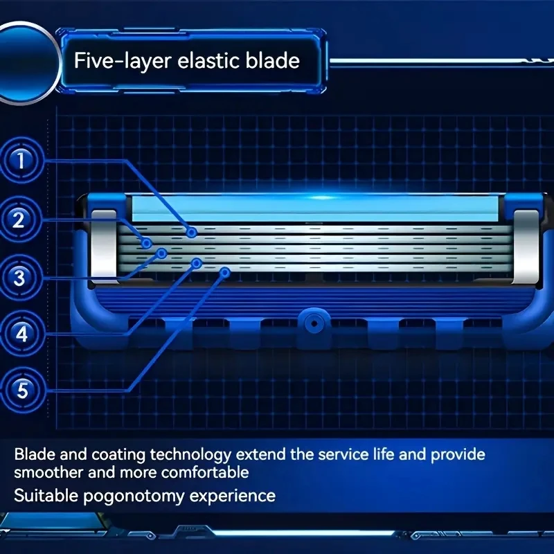 5 лезвий из нержавеющей стали, Мужская классическая безопасная бритва, инструмент для ухода за телом, нож для удаления волос на лице