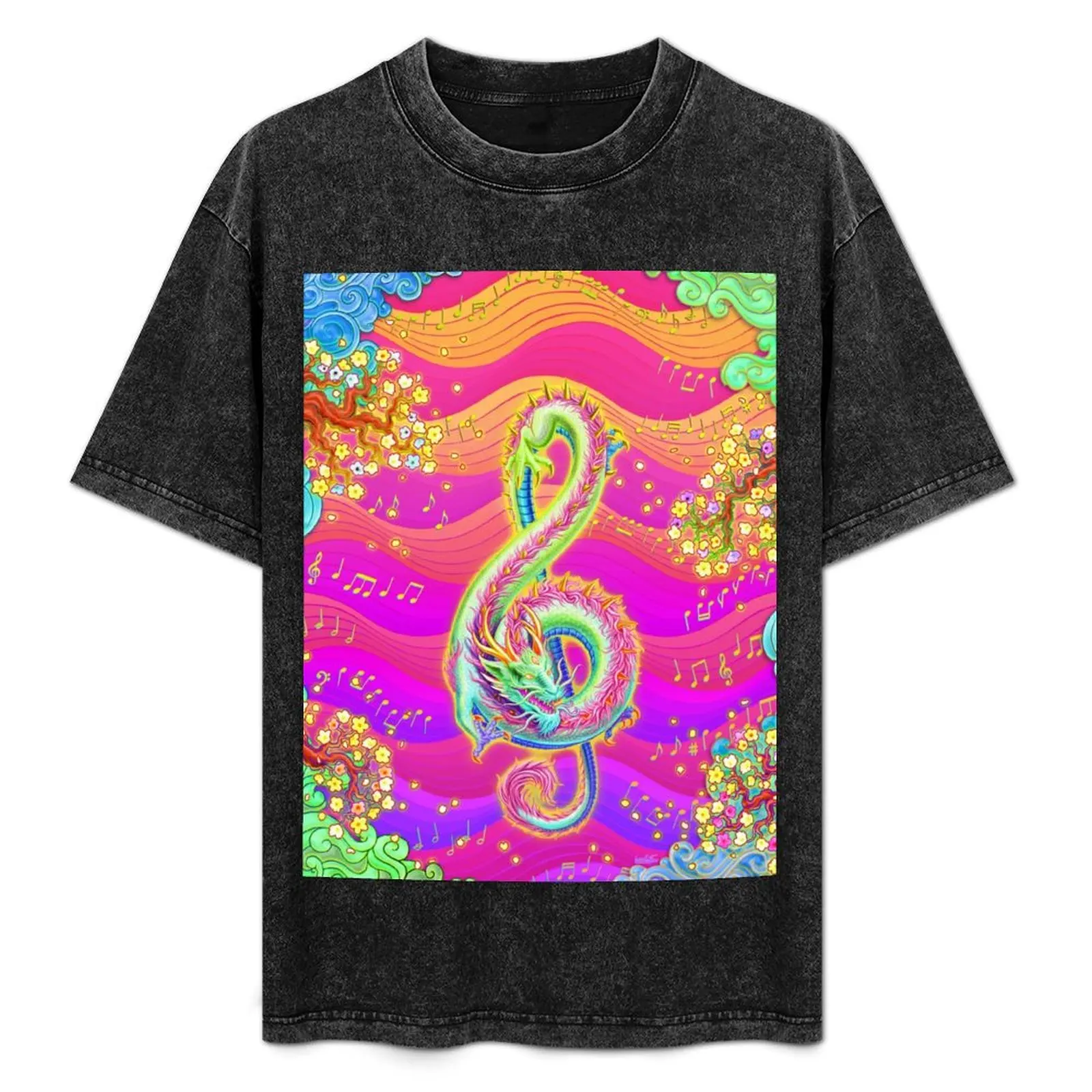 

Treble Clef - Music Dragon - Neon Decora T-Shirt vintage designer shirts plus size clothes shirts graphic tee t shirts men
