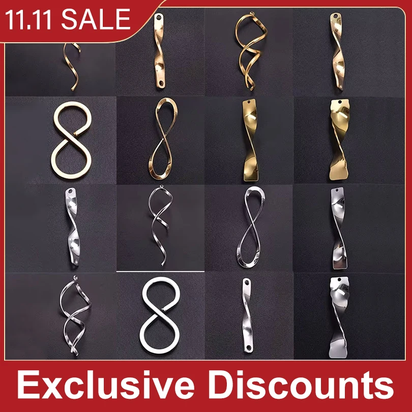 

16pcs Stainless Steel Creative Shaped Pendant Luster Charm High-Quality Jewelry Handmade Diy Women Earrings Keychain Accessories