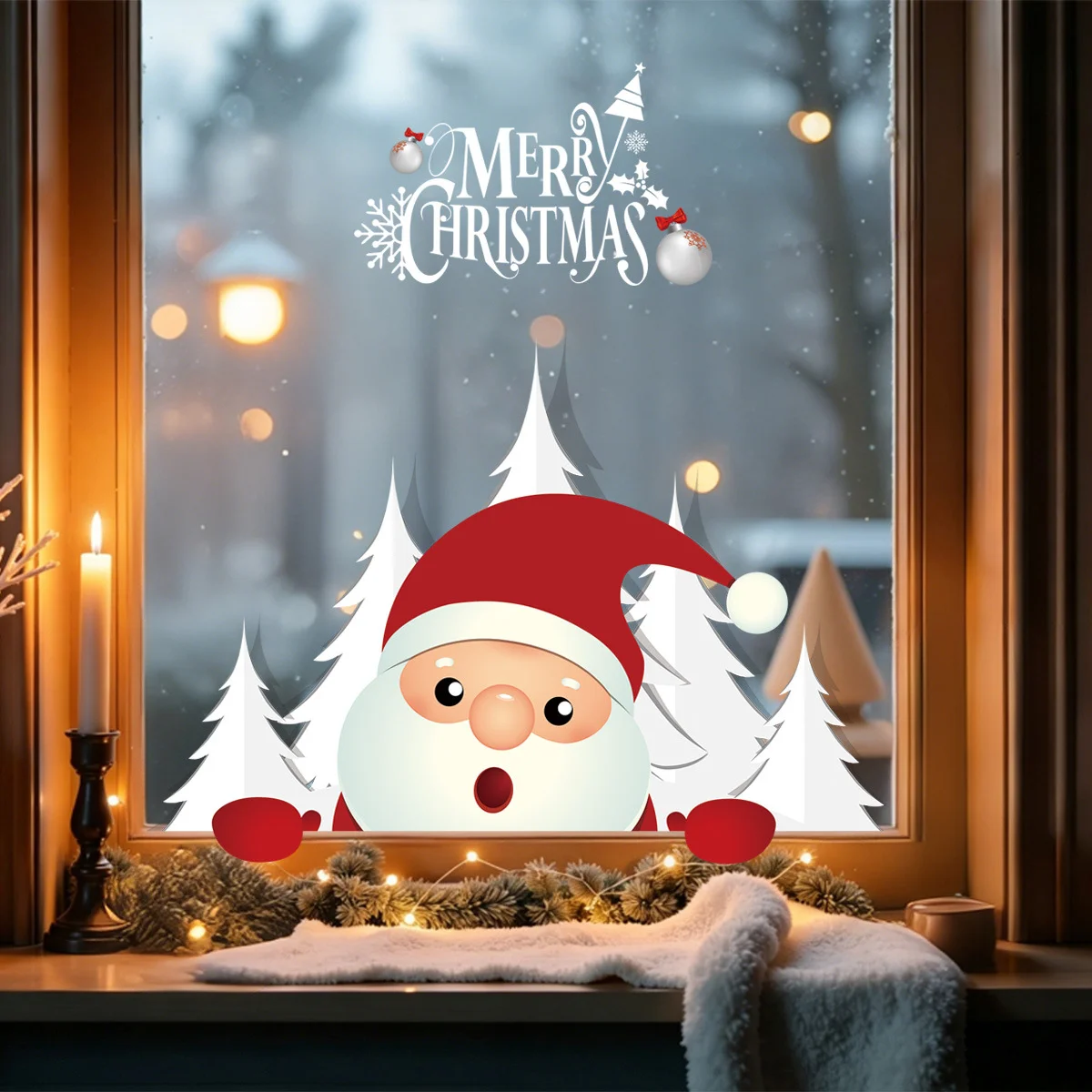 Christmas Decoration Stickers, Santa Claus Window Stickers, Christmas Family Party Decorations, Glass Decoration Stickers