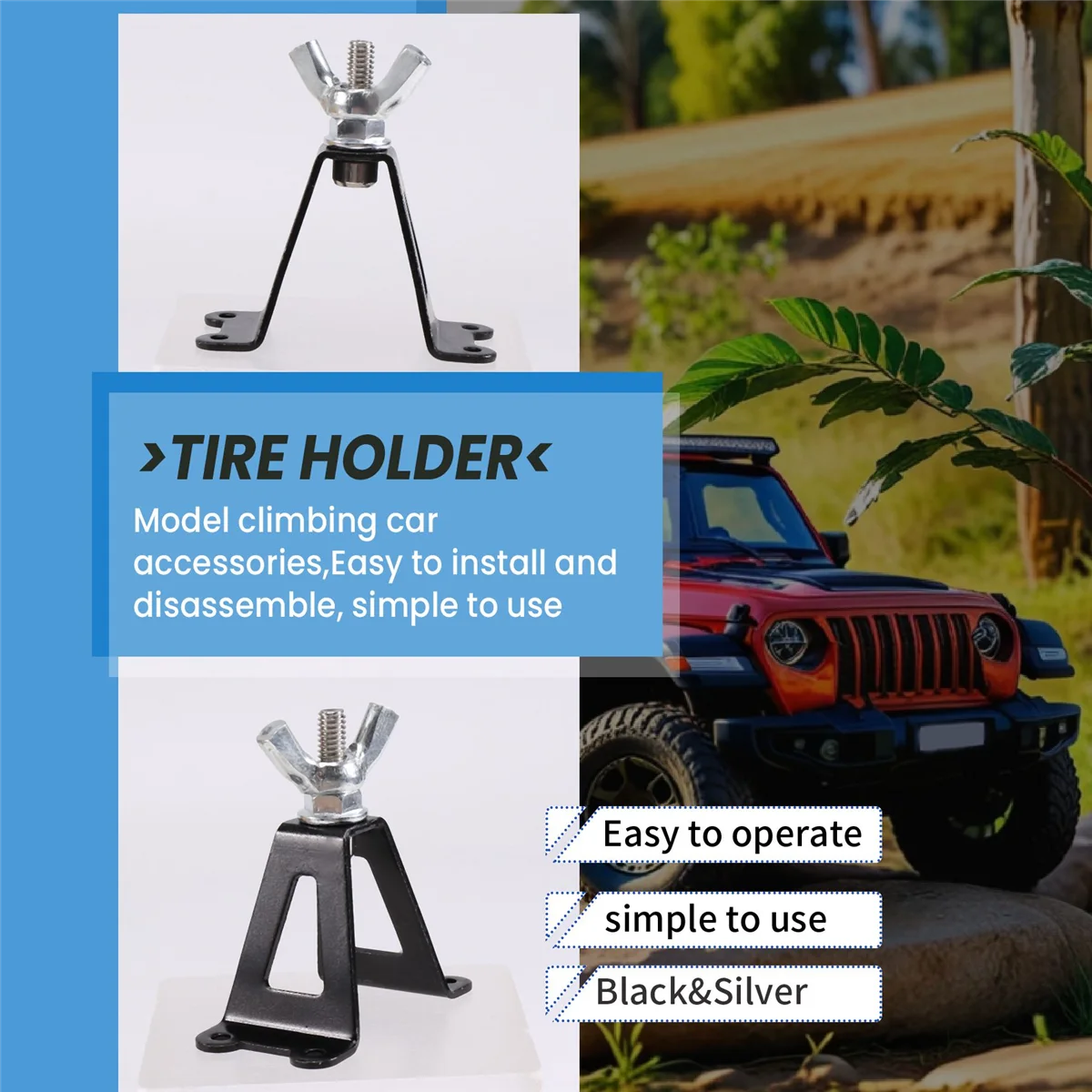 1/10 Spare Tire Rack,Metal Rear Spare Tyre Bracket Wheel Holder Carrier for 1/10 Axial SCX10 RC4WD D90 Tamiya CC01 RC Crawler