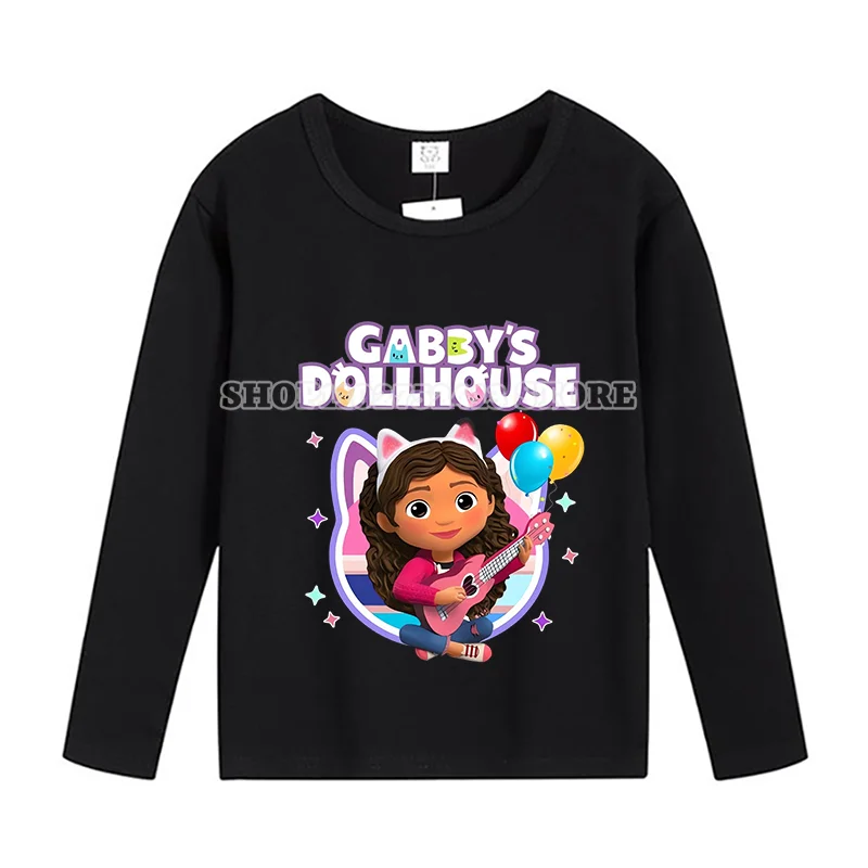 Gabby Dollhouse Kids Clothes Spring Autumn Girls Clothing Leisure Shirts Cute Sweat-Absorbing Skin-friendly Long Sleeves Gift