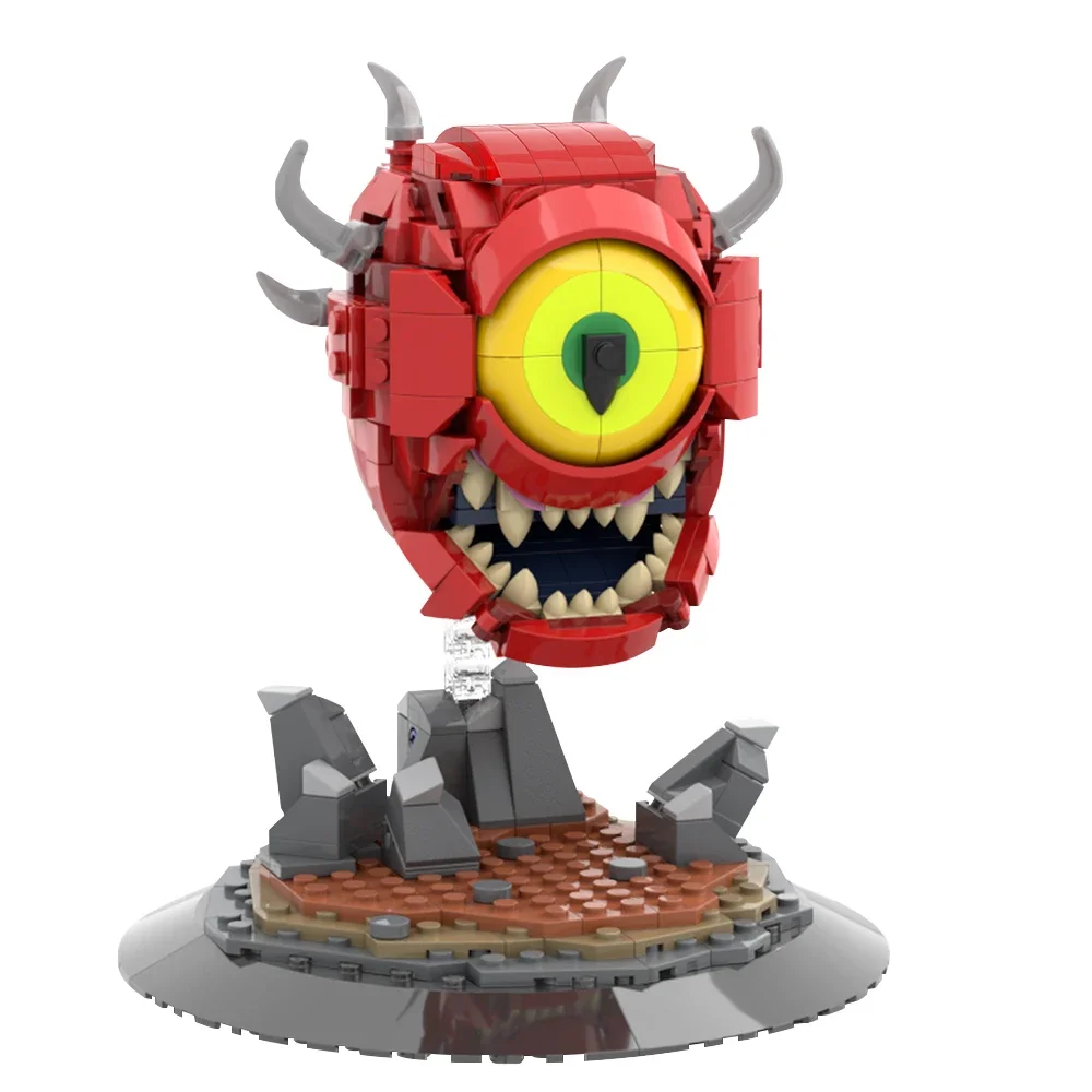 MOC Game Doomeds Red One-Eyed Monster Cacodemons Monster Model Building Blocks Mechanics Bricks Terrorist Devils Toy kids Gift