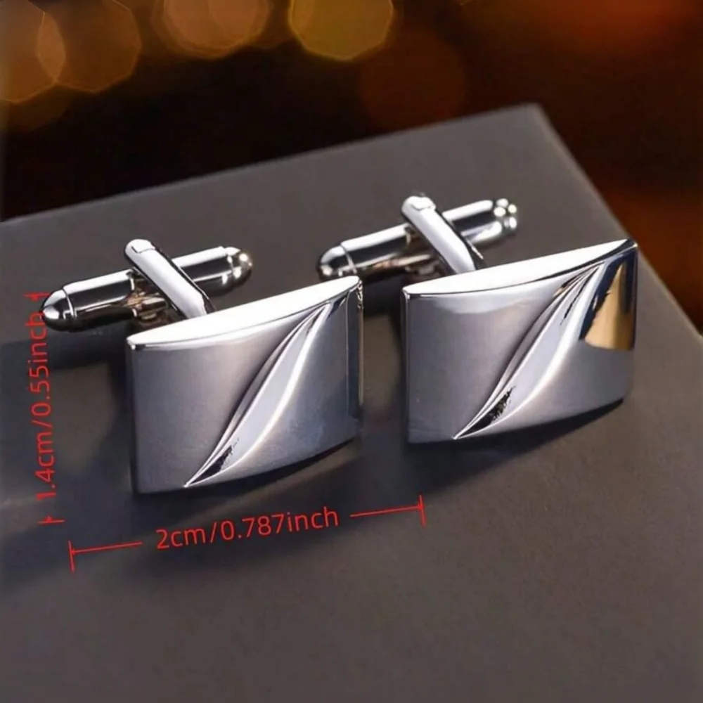 Geometric Streamline Metal Cufflinks Smooth Dual Tone Streamlined Sleeve Studs Men's Business Dress Sleeve Nails Decoration