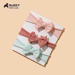 3Pcs/Set Bows Knotted Newborn Baby Girl Headbands Solid Color Soft Nylon Elastic Baby Headband Hair Accessories For Kids