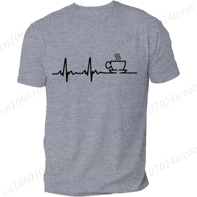 COFFEE ECG EKG MENS T-SHIRT LOVER GREAT FUNNY GIFT IDEA PRESENT CAFFEINE MEME Summer Men's Tee Top Men's Street Casual Clothing #2