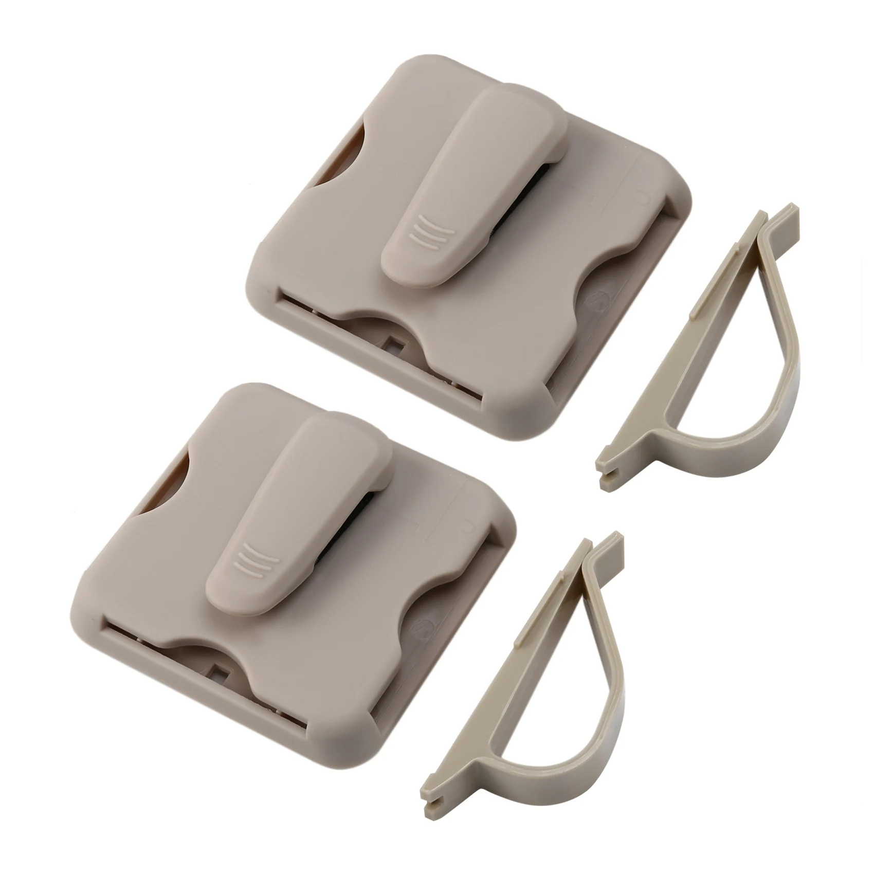 2 Pas Car Sunglasses Holder with IC Card Clip( Beige)