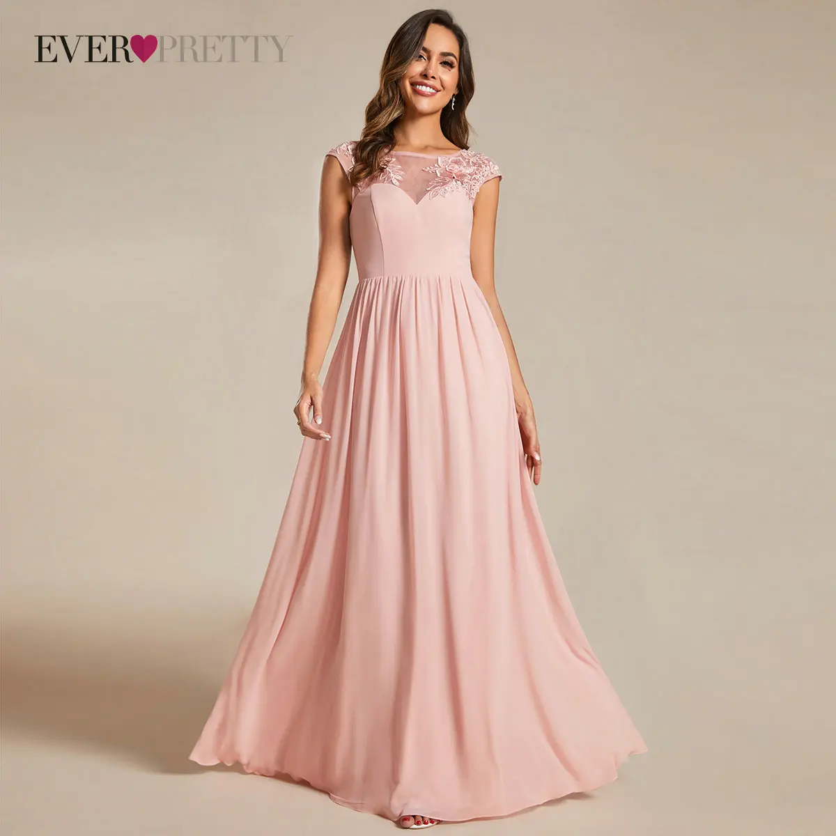 

Ever Pretty Elegant A Line O Neck Sleeveless Chiffon Evening Dresses Long Appliques Sequined Prom Party Dress vestidos de fiesta