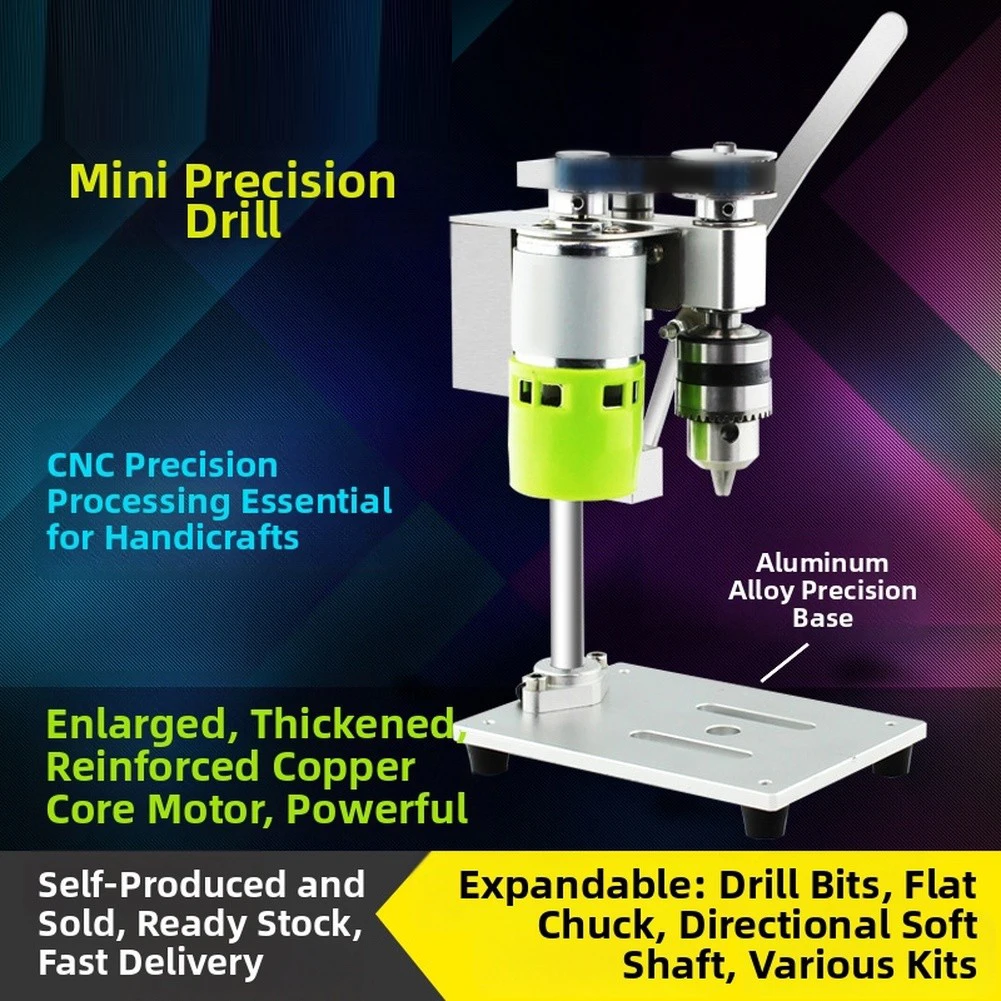 Compact Benchtop Drill Press Designed for Metal Wood Jewelry and DIY Projects with Adjustable Control via 24V Power Input