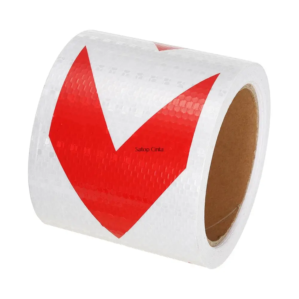 

10cm*10m Arrow Reflective Tape White Red Conspicuity Waterproof Safety Reflectors Warning Reflectors Hazard Stickers For Trailer