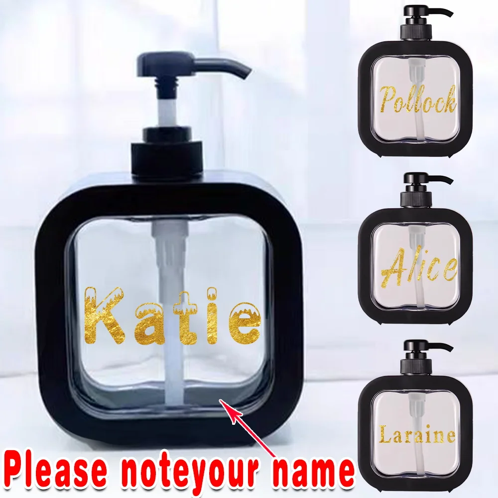 

Customized Name 500ml Refillable Lotion Bottle Detachable Shampoo Soap Dispenser Portable Hand Sanitizer Cosmetic Organizer DIY