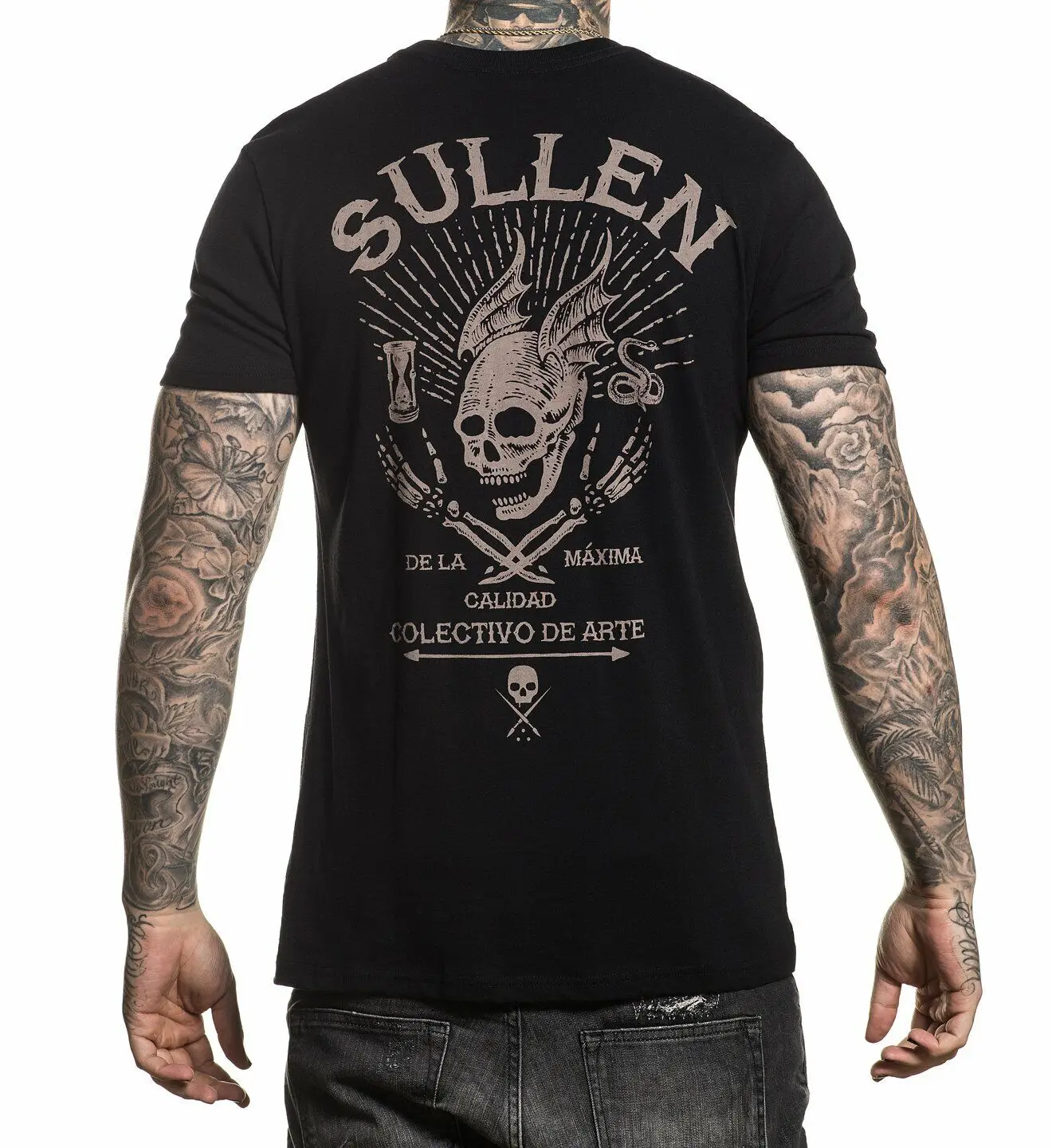 

Sullen Collectivo Skeleton Skull Wings Biker Motorcycle Tattoos T Shirt SCM2550