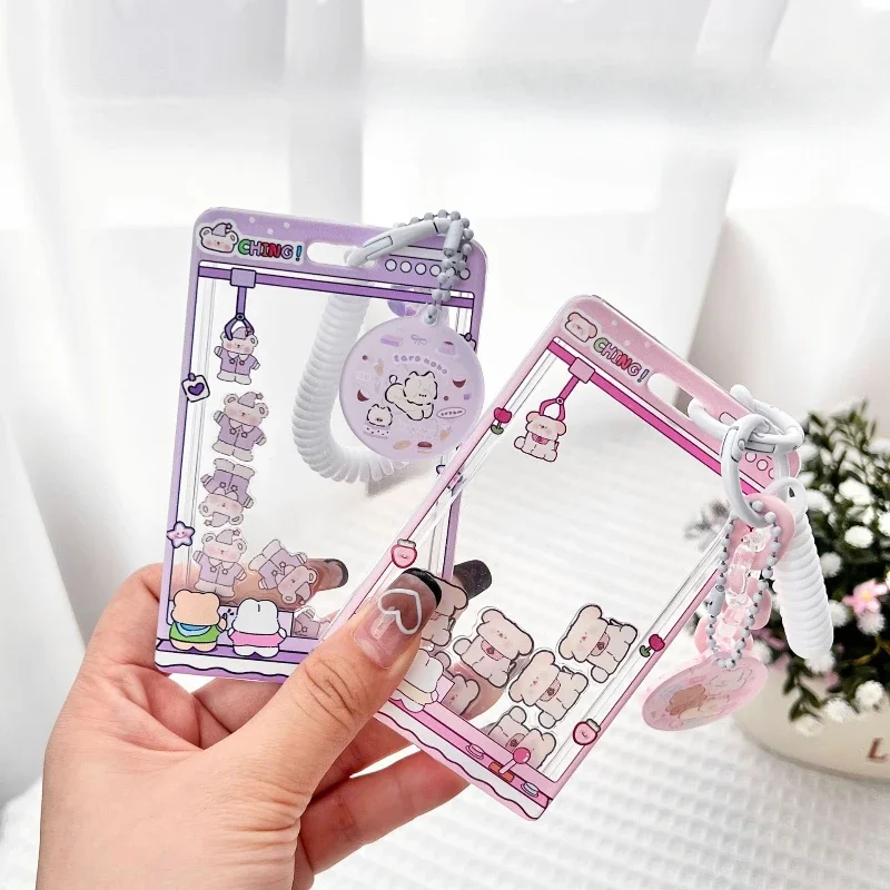 Acrylic Photocard Holder Key Chain INS Ins Idol Photo Card Holder Decorative Student ID Badge Holder Girls Card Sleeves