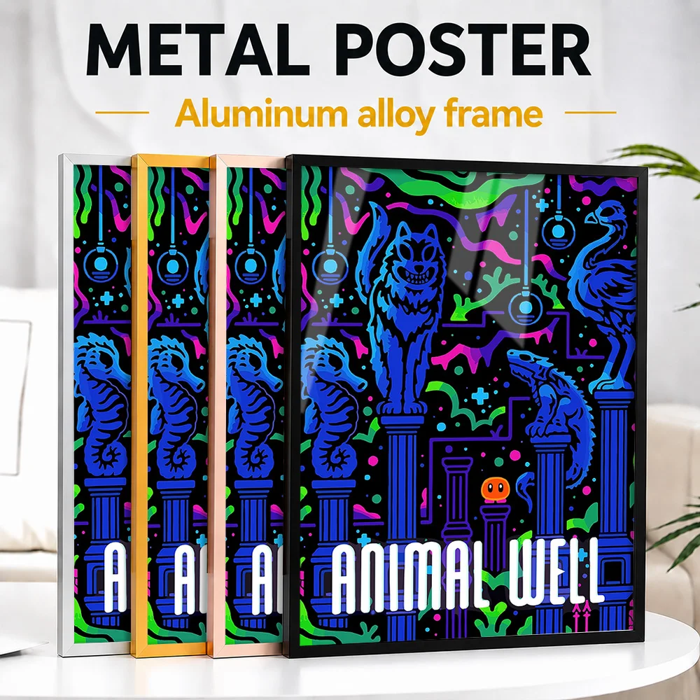 Animal Well Game Framed Aluminum Metal Poster Customized Photo Enchanted Story Style Wall Art For Media Room Fantasy Fan Gift
