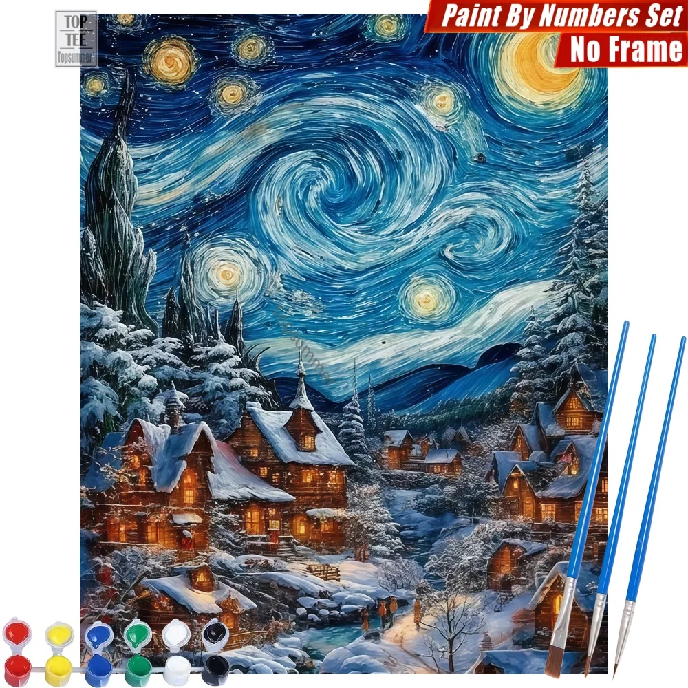 

Van Gogh Winter Village Digital Oil Paints Kit - Swirling Snowy Path Home Bedroom Decor Valentine's Day Gift For Girlfriend