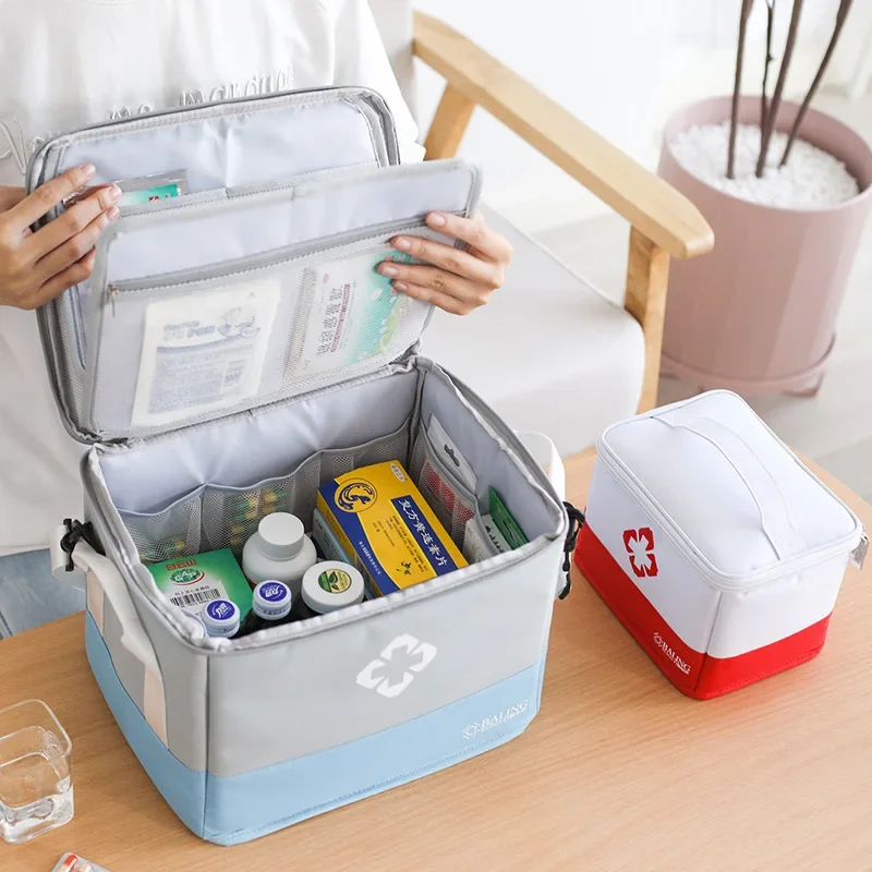 

Large-Capacity Folable Medicine Box Layered Family First Aid Kit Thickened Medicine Boxes Cabinet Portable Fabric Storage Bag