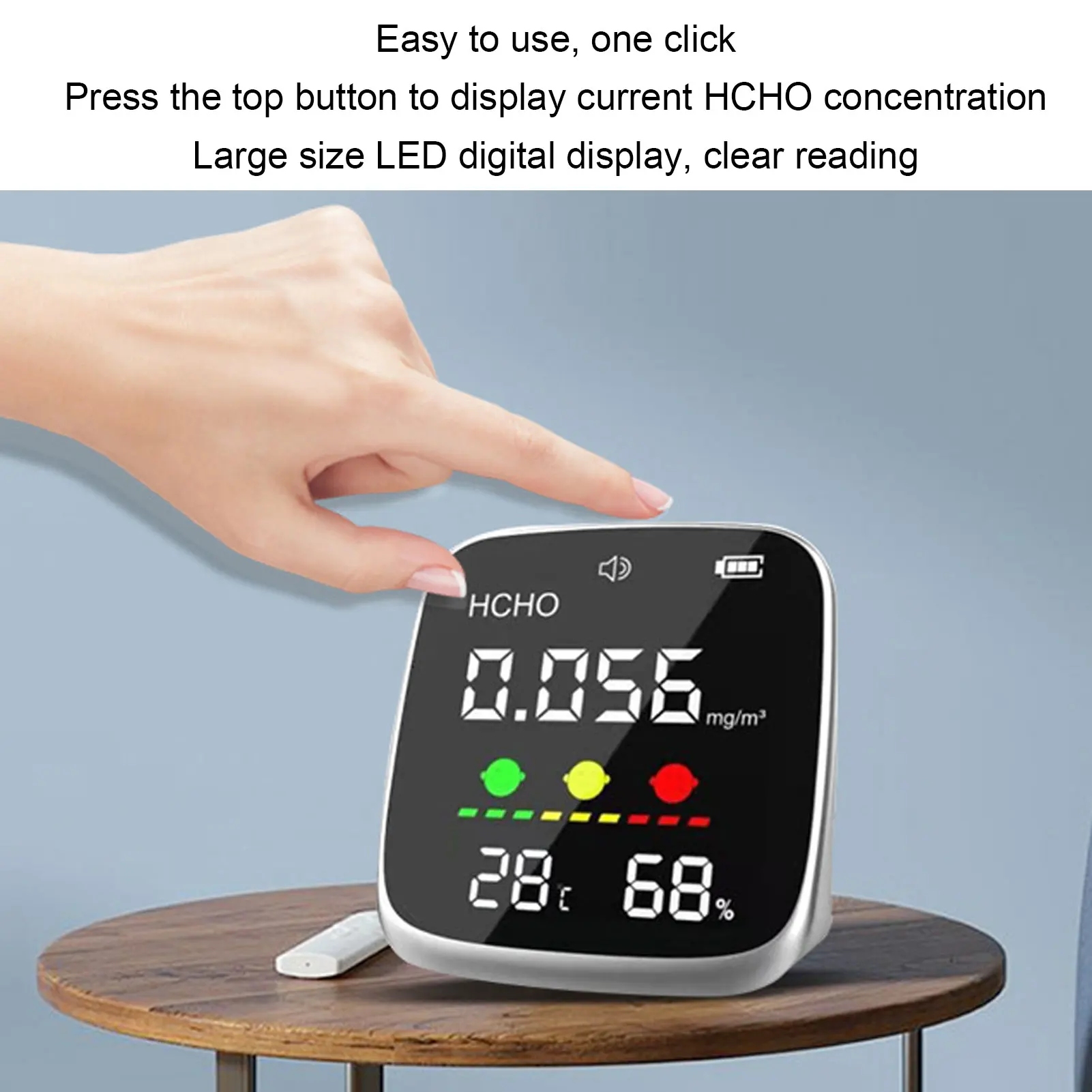 室内空気質検知器 3 in 1 高精度センサー デジタル ポータブル HCHO 湿度 温度計 新築住宅/賃貸住宅用