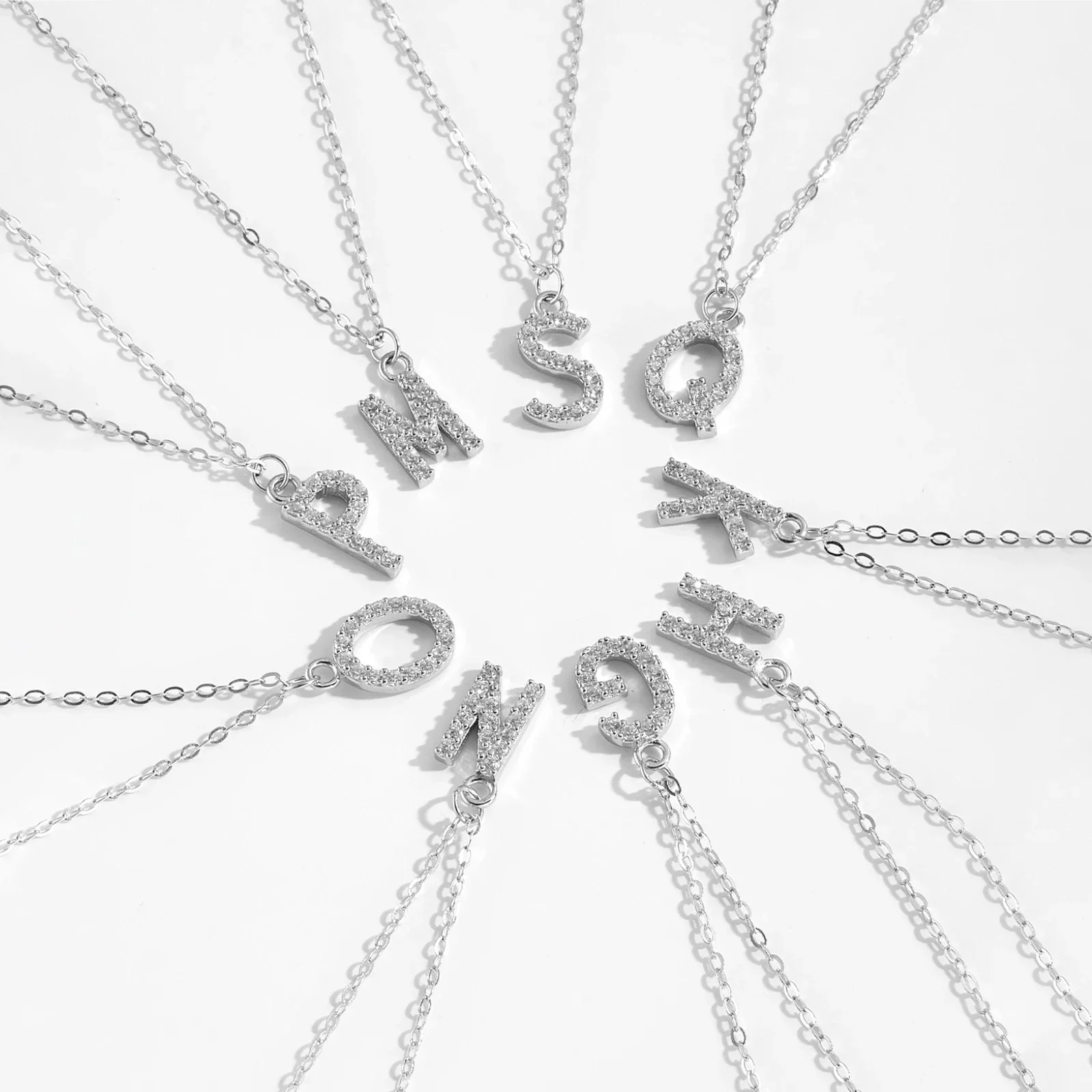 ANDYWEN 925 Sterling Silver Alphabet Initial Monogram Letter Pendant CZ Zircon Necklace Long Chain for Women Jewelry Gift