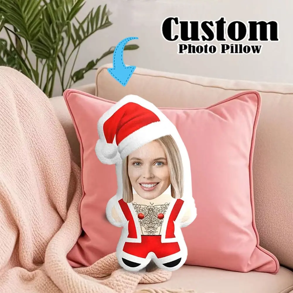 Custom Plush Pillow - Personalized Photo Cushion with Your Own Picture, Soft Plush Fabric, All-Season Home Decor for Christmas
