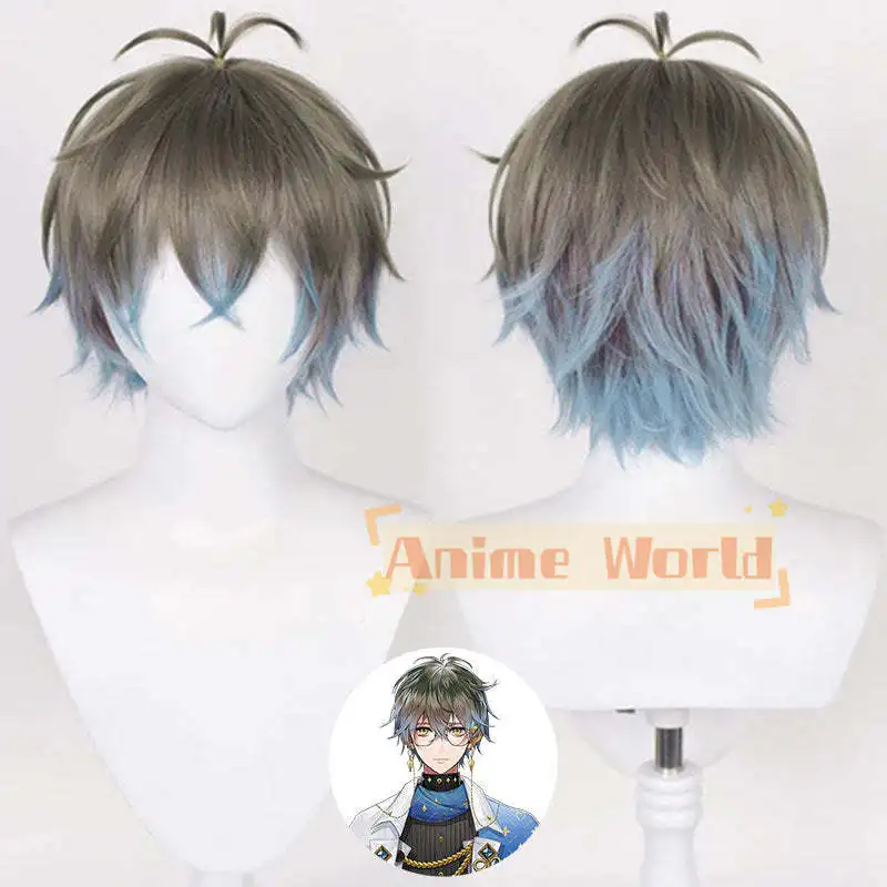 Virtual YouTuber Nijisanji Luxiem Ike Eveland Gray Blue Cosplay Wig