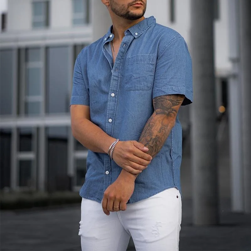 

Men's Casual Shirt Cross-Border Short Sleeve Color Deformation Resistant Other Material Made Other Style Design