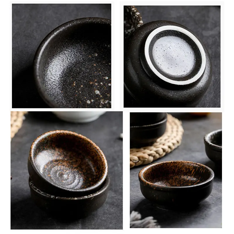 3.5 Inch Circular Seasoning Dish Japanese Retro Style Household Ceramic Bowl Originality Soy Sauce Plate Kitchen Tableware