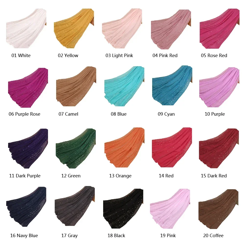 Diamonds Scarf Beads  Linen Scarves Muslim Hijab Women Pearls Headscarf Islamic Turban Head Wrap Shawl Fashion 180*70cm