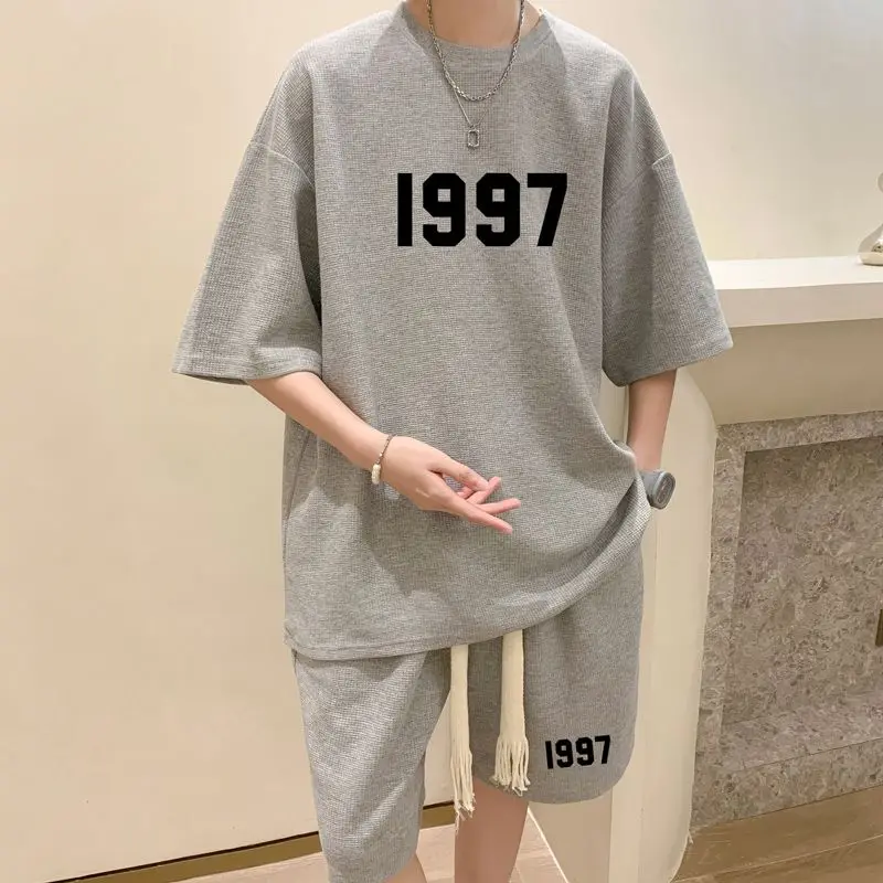 2026 Fashion Casual Suit Simple Short-Sleeved Shorts Set Men Summer Cotton T-Shirts M XXXL 4XL 5XL Breathable Loose Clothes