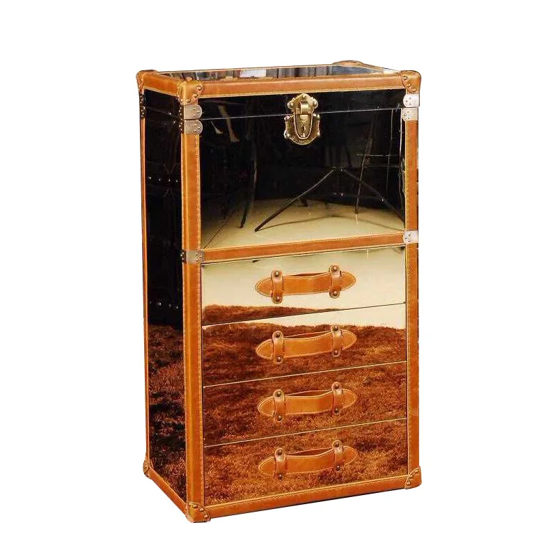 

American retro mirror stainless steel bucket cabinet three buckets four buckets color jewelry cabinet