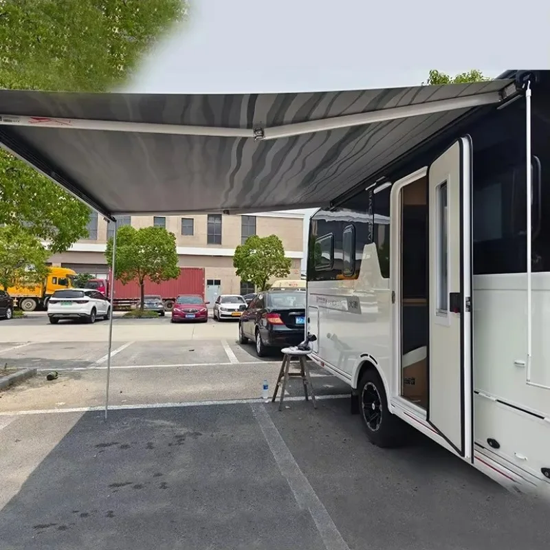 2.5x2M RV Awning,Electric or Manual Retractable,Aluminum Alloy Frame UV Resistant,RV Side Canopy for Camper Trailer,UV Resistant