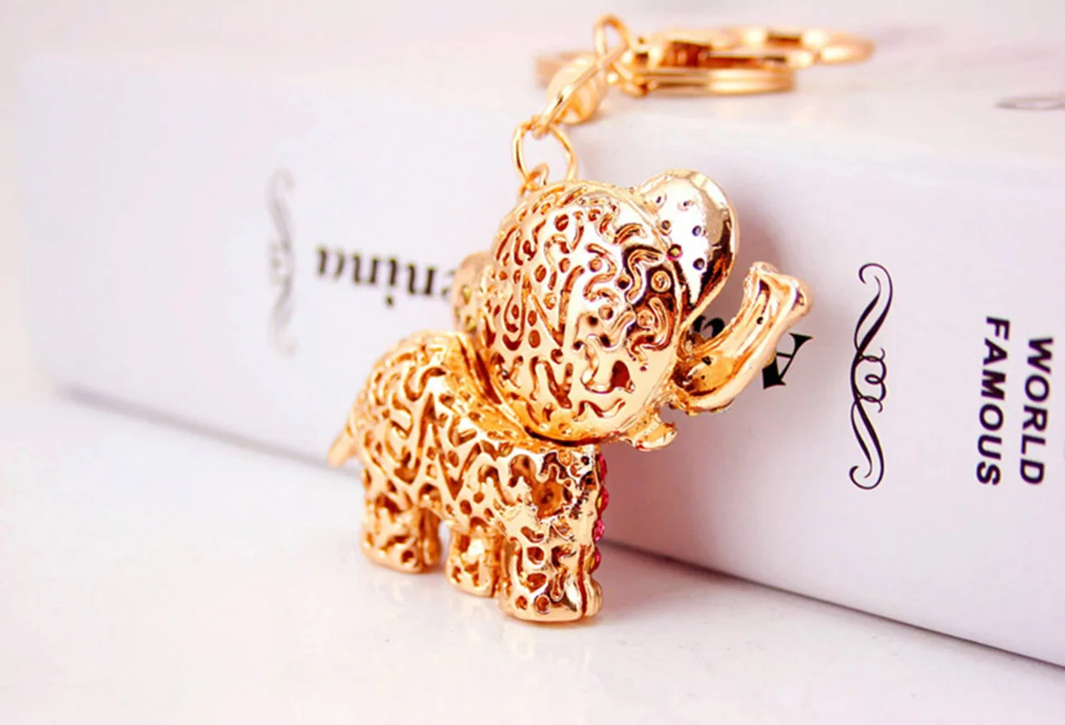 Cute Elephant Animal Rhinestone Car Keychain Ring Gift Pendant for Girlfriend, Boyfriend, Women, Men, Friends, Lovers, Colleagues, Classmates