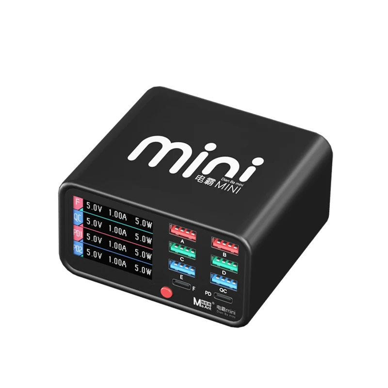 Maant DianBa محطة شحن سطح المكتب الصغيرة Powermaster Mini 8 منافذ شحن سريع متعدد الوظائف 18 وات PD/QC منفذ شاحن Staion