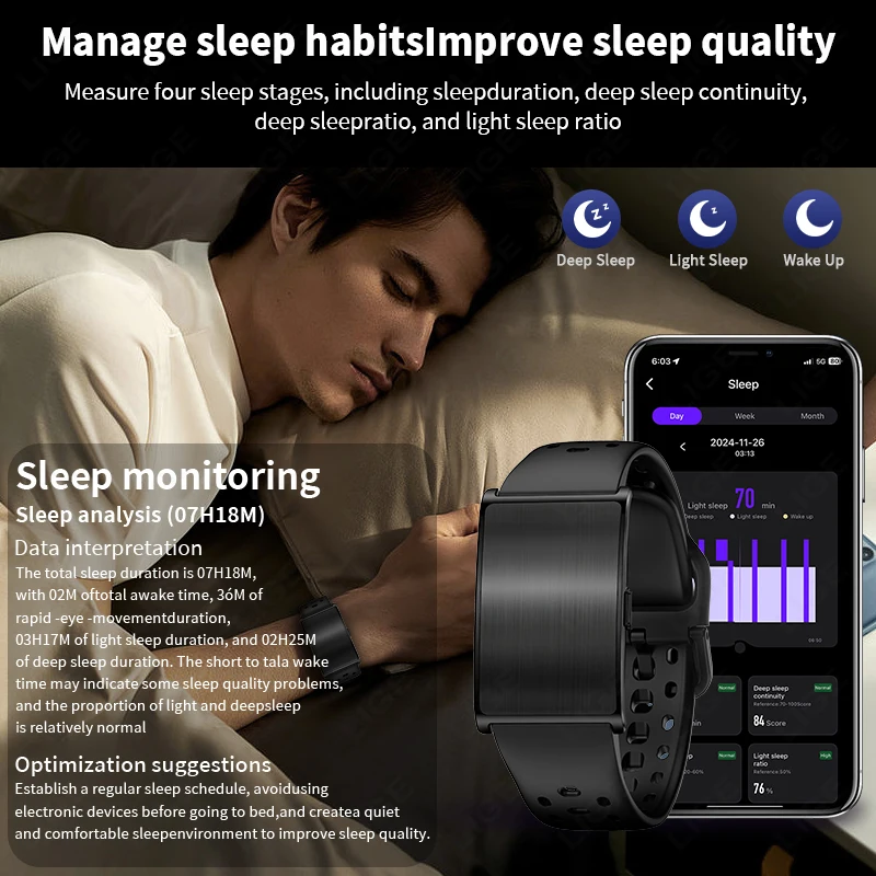 LIGE Smart Bracelet GPS Running Trajectory Al Data Analysis 1ATM Waterproof Heart Rate Sleep Health Smart Wristband Smartwatch