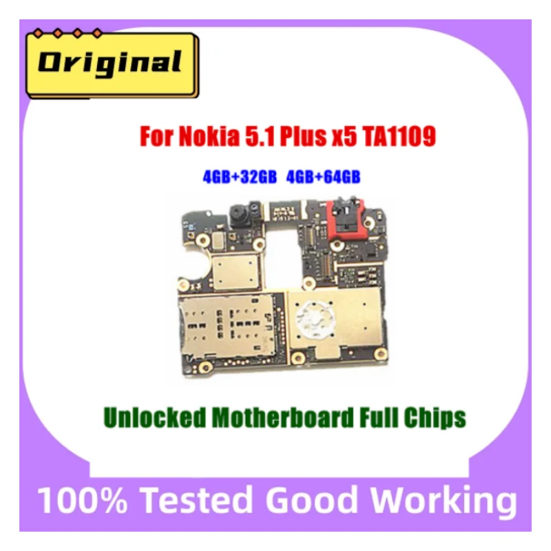 

Unlocked Mobile Electronic panel mainboard Motherboard Circuits Global Firmware For Nokia 5.1 Plus x5 TA1109 32gb 64GB